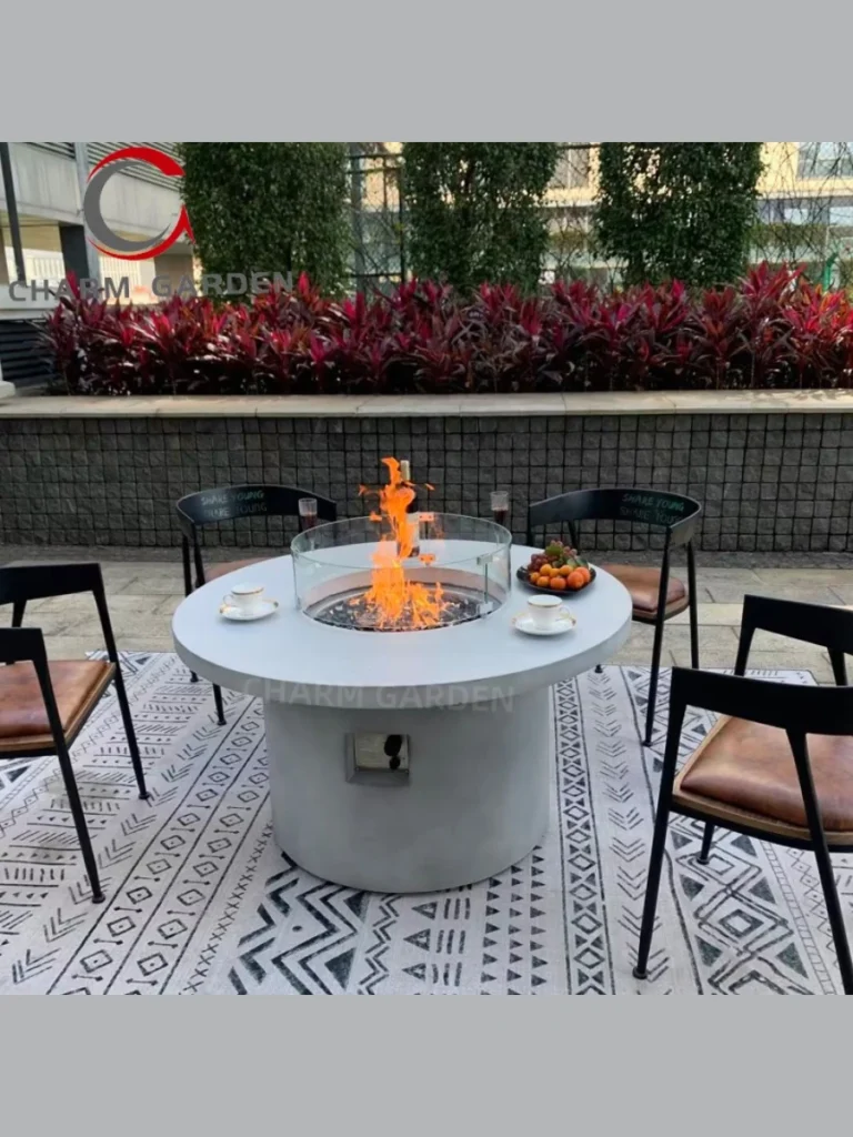 Gas Fire Bowls on Pedestal Tables for a Classical Vibe