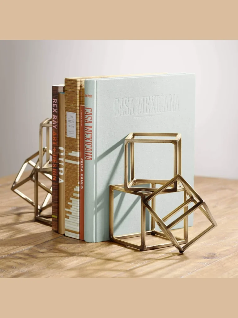 Geometric Bookends Support Stylized Shelves