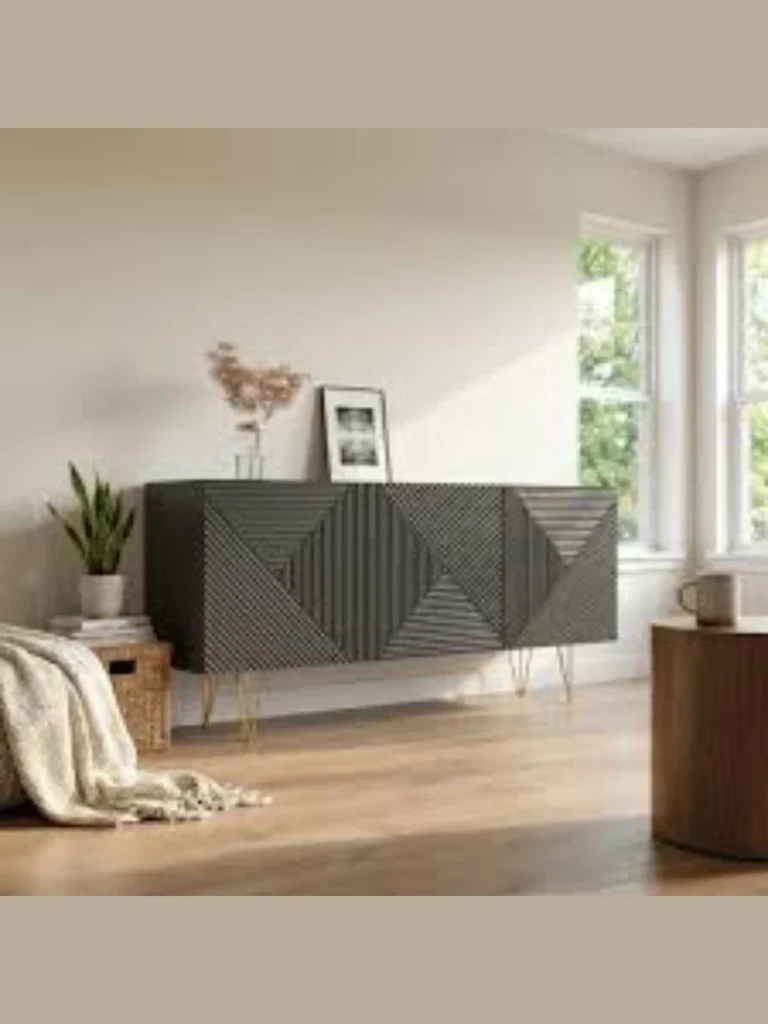 Geometric Metal Sideboards With 3D Texture