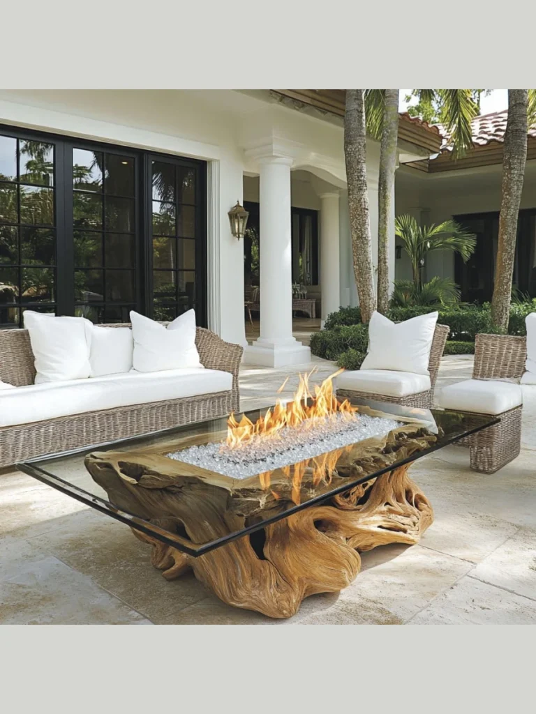 Glass Top Fire Tables for a Reflective Modern Glow