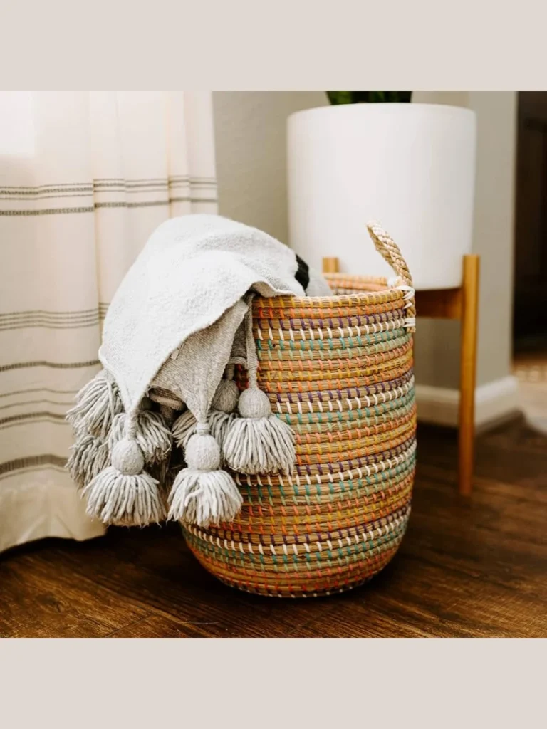 Hand Braided Seagrass Blanket Floor Baskets
