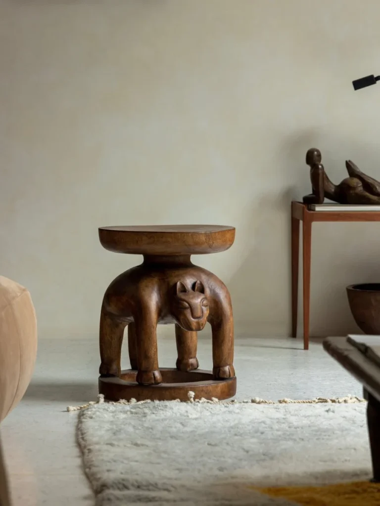 Hand Carved Raw Timber Pedestal Stools