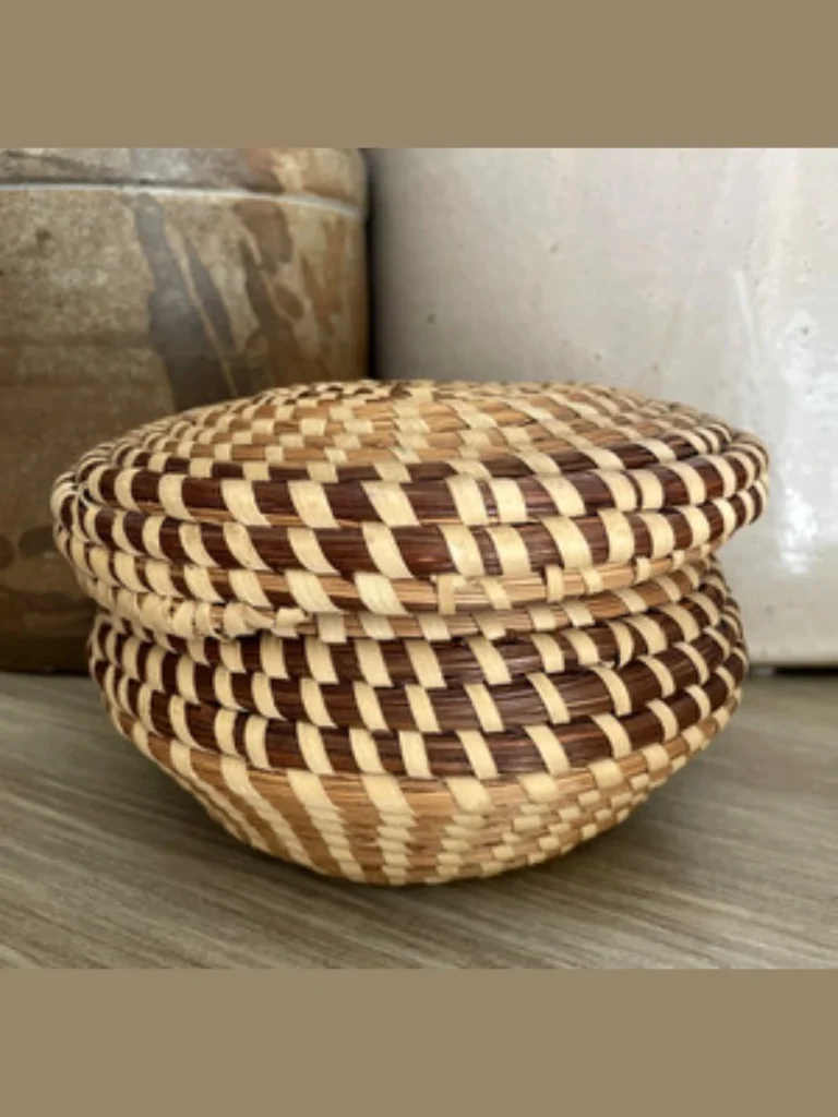Hand Split Sweetgrass Lidded Hamper Baskets