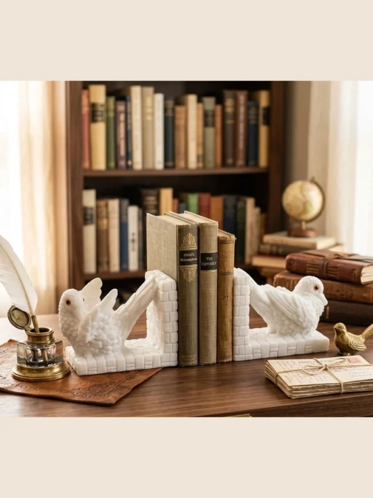 Heavy Alabaster Stone Bookends