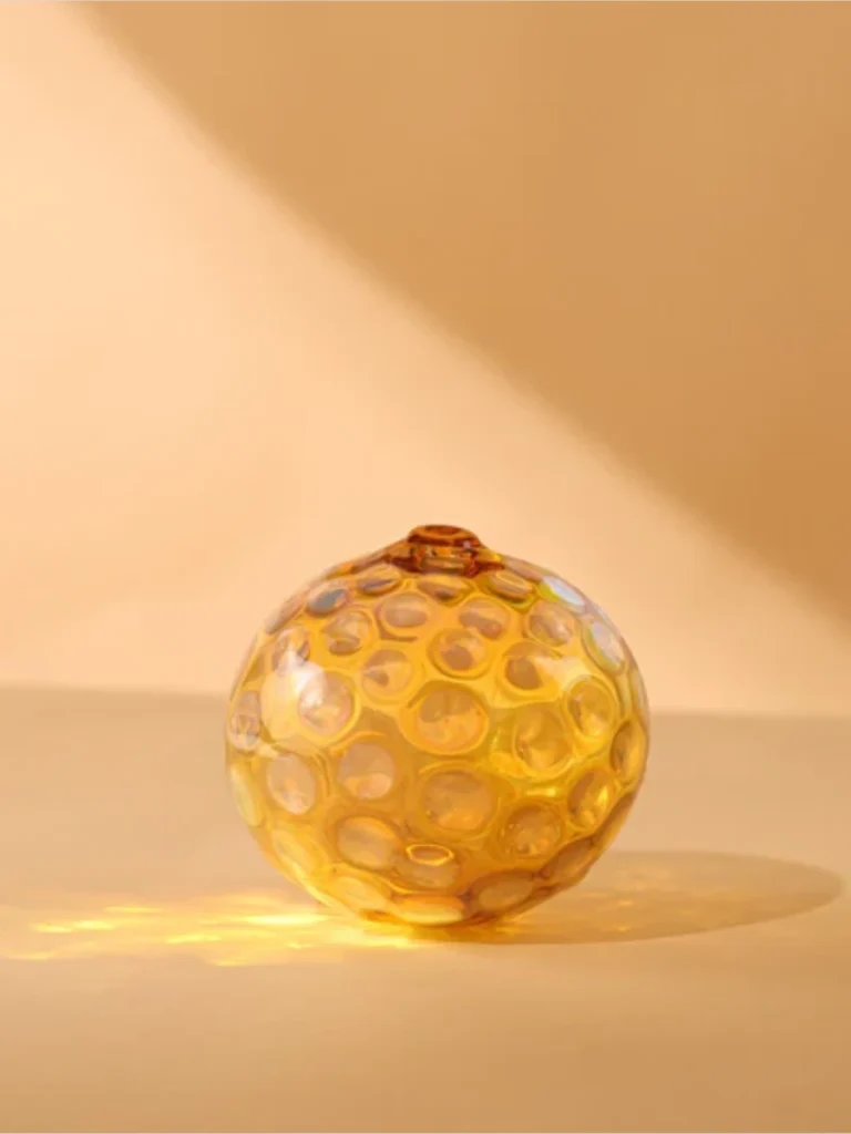 Honey Colored Blown Glass Orbs