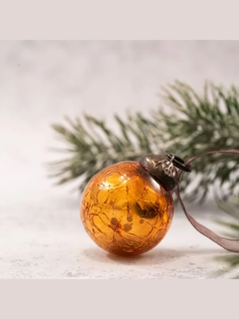 Honey Colored Hand Blown Glass Spheres