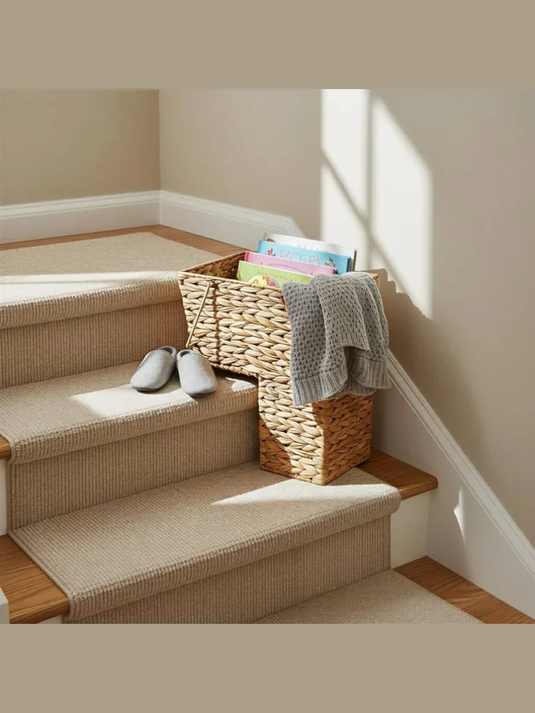 Honey Colored Split Rattan Stair Baskets