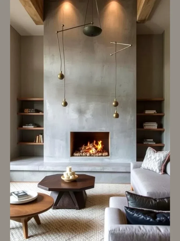 Industrial Concrete Fireplace Finishes