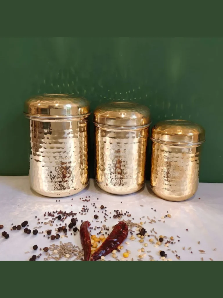 Industrial Knurled Brass Desktop Canisters