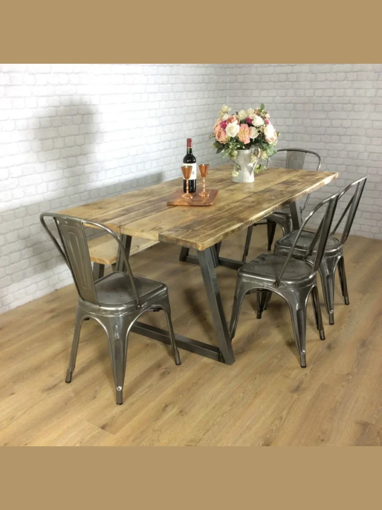 Industrial Metal and Reclaimed Wood Dining Tables