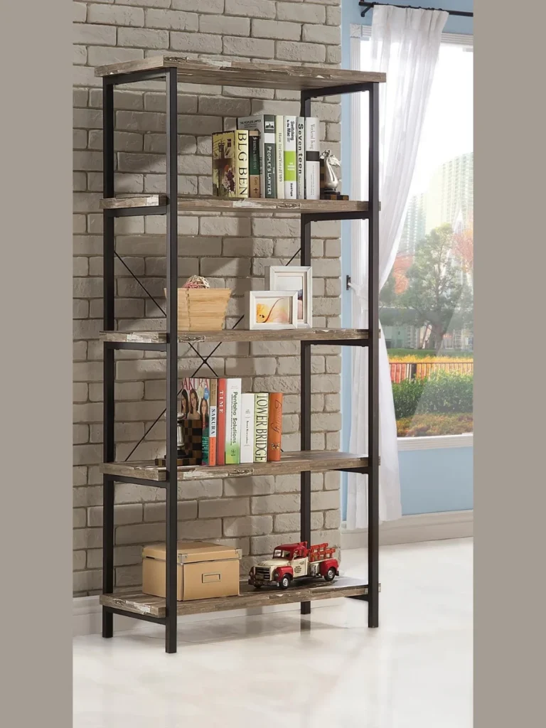 Industrial Style Metal and Wood Bookshelves