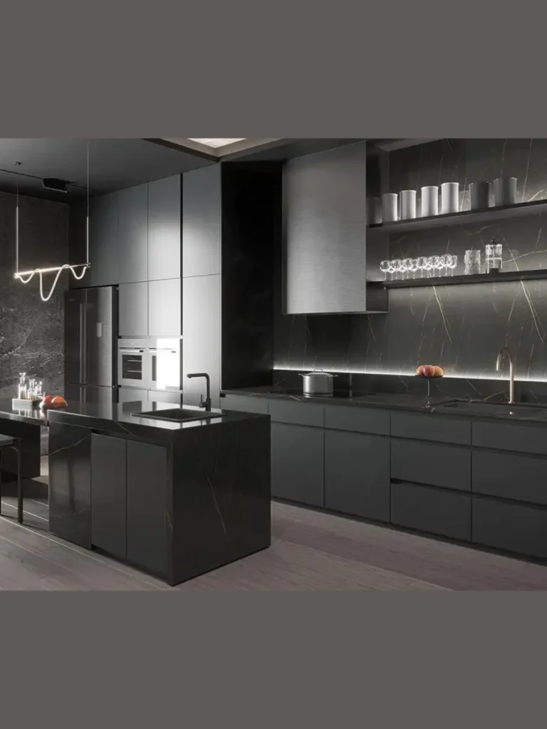 Integrated Brushed Aluminum J Pull Profiles