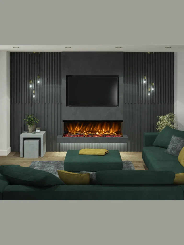 Integrated Media Walls with a Flushed Firebox Look