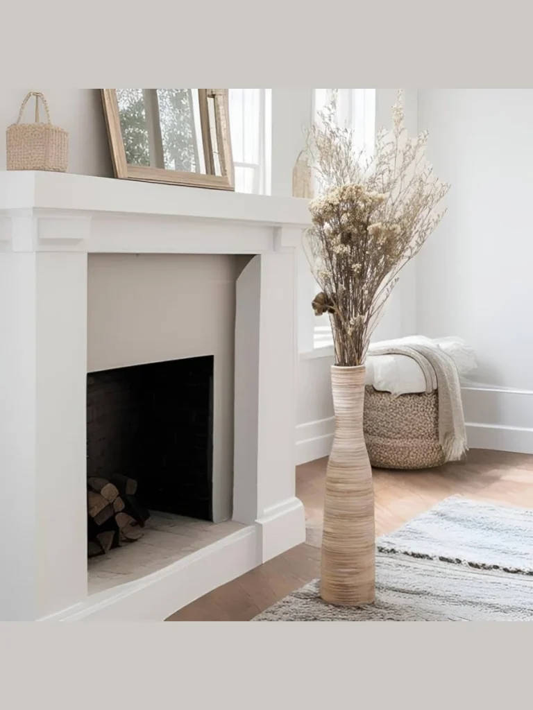 Large Ceramic Floor Vases with Dried Botanicals