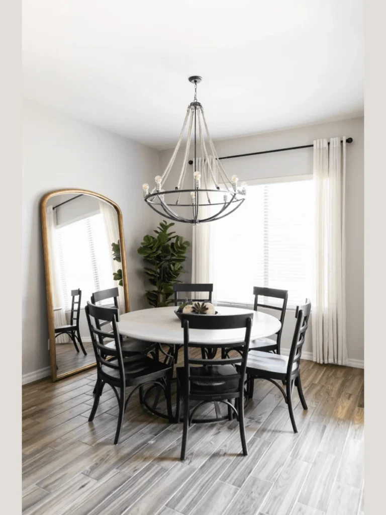 Leaner Mirrors in a Dining Room Corner