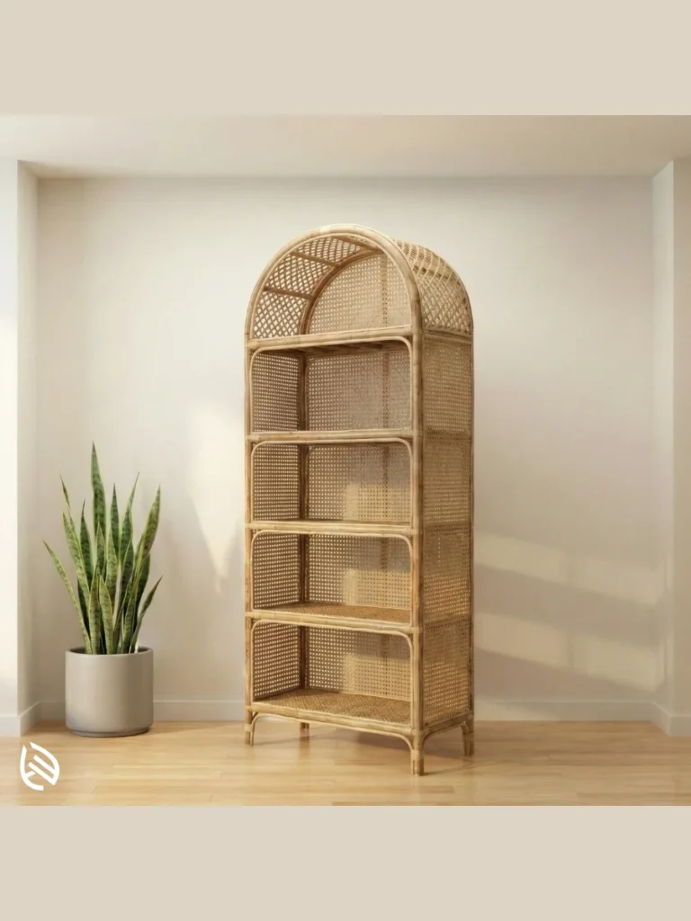 Lightweight Honey Colored Rattan Floor Racks