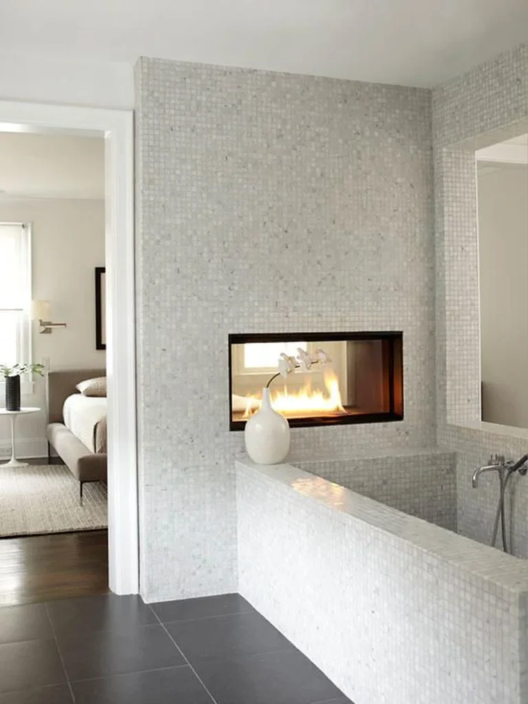Luxury Master Bathroom Fireplace Oasis