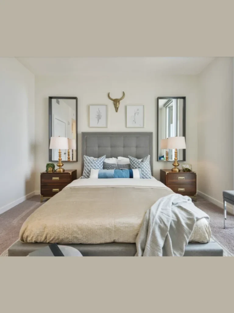 Matching Twin Mirrors Over the Nightstands
