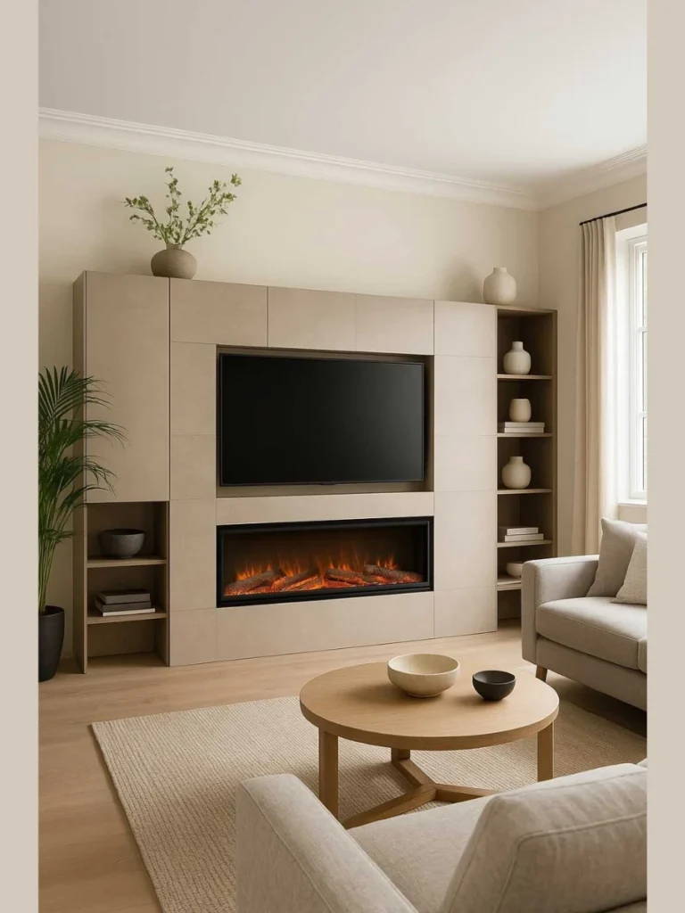 Media Center Built Ins with Hidden Wire Channels