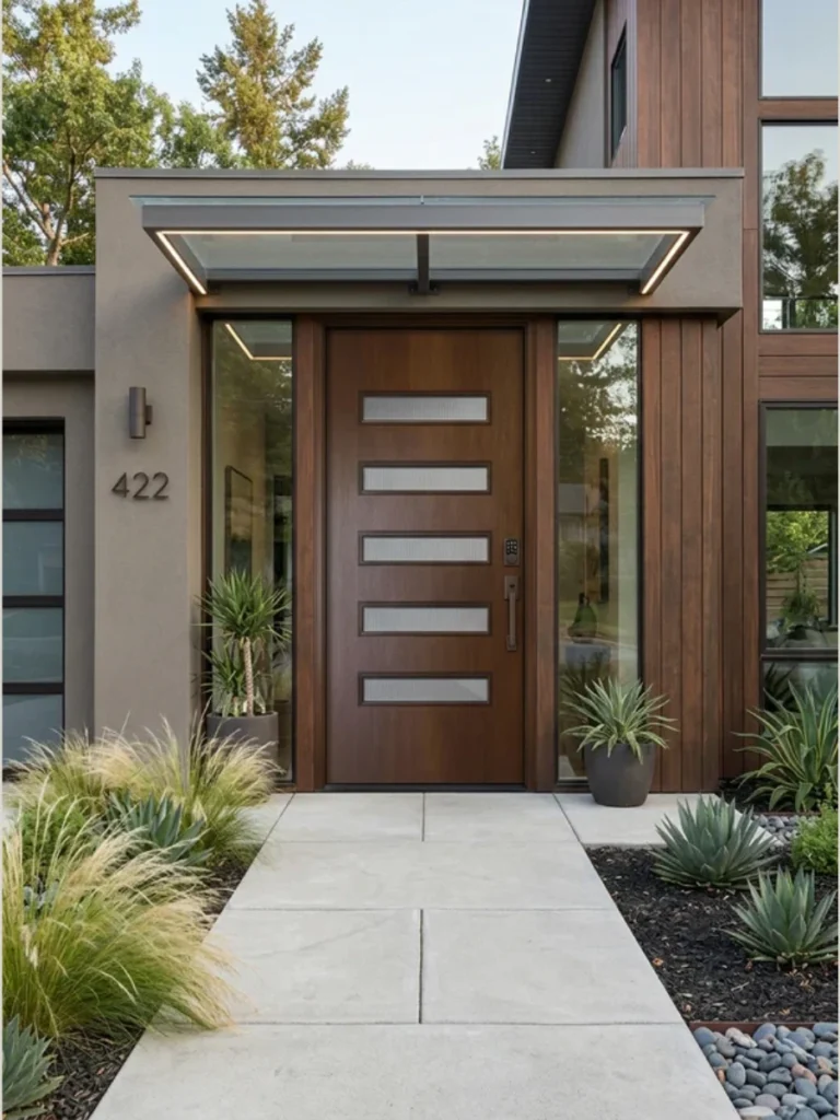 Mid-Century Modern Doors With Geometric Glass