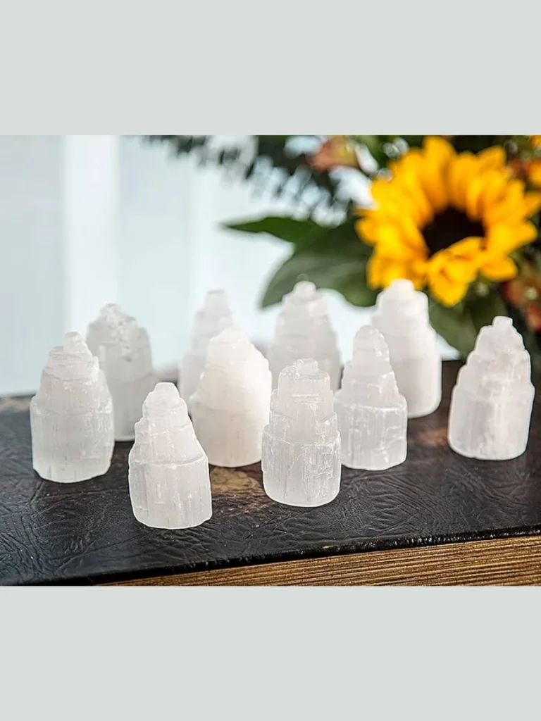 Milky White Fiber Selenite Skyscraper Crystals