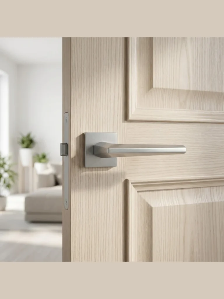 Minimalist Satin Chrome Square Rosette Levers