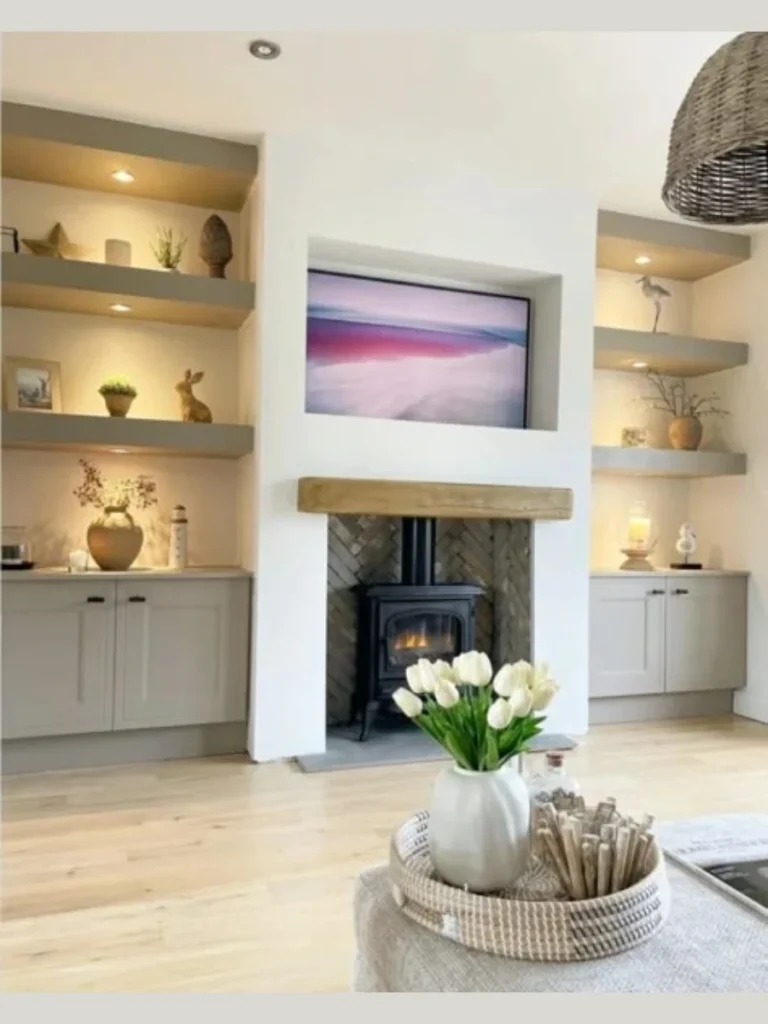Minimalist White Media Wall Blend