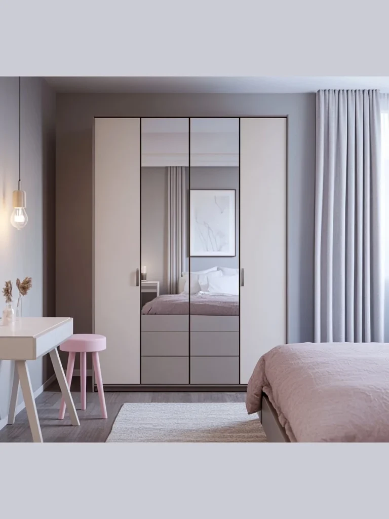 Mirror Door Armoires For Visual Depth