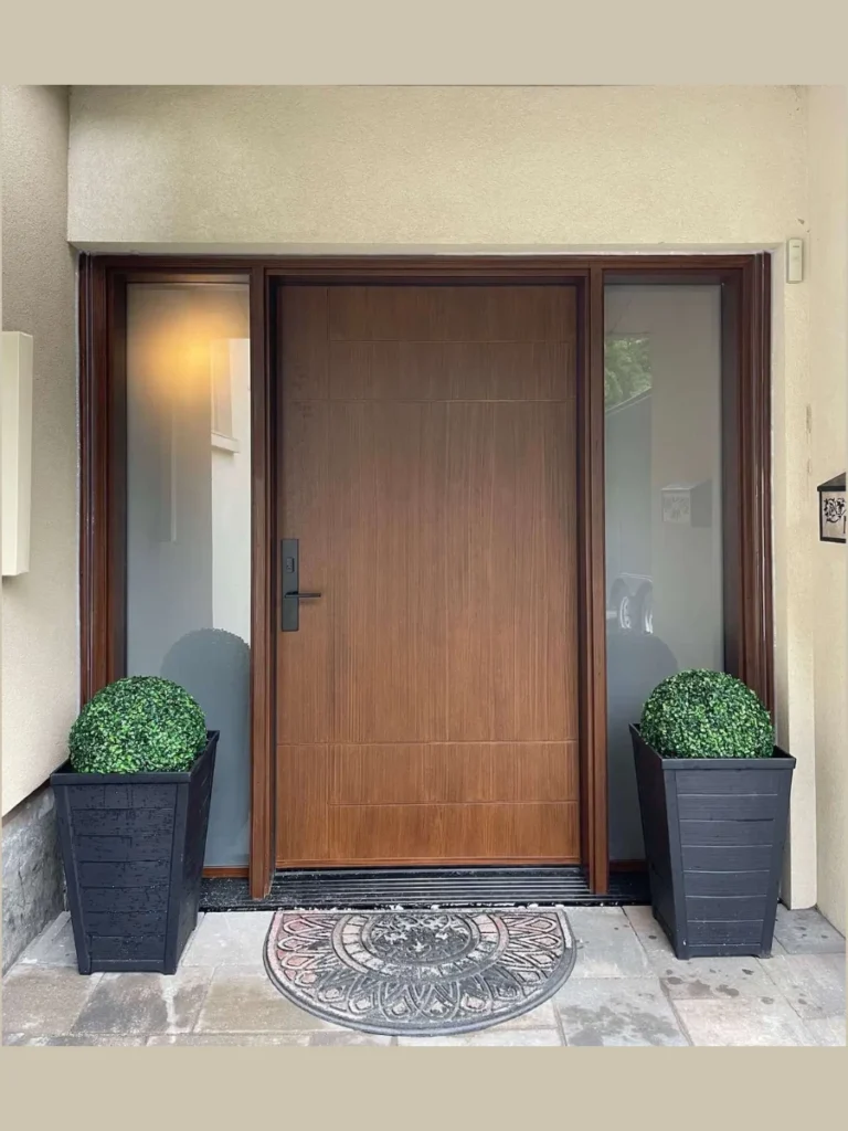 Modern Fiberglass Entrance Doors With Wood Grain