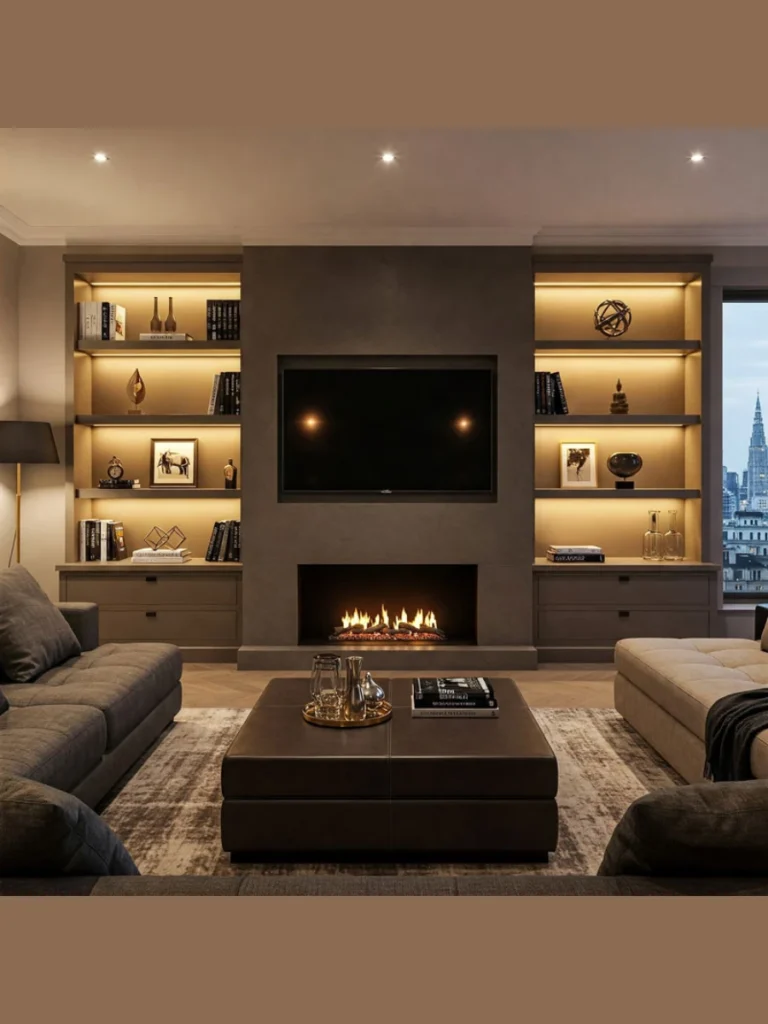 Modern Media Wall with Integrated Storage
