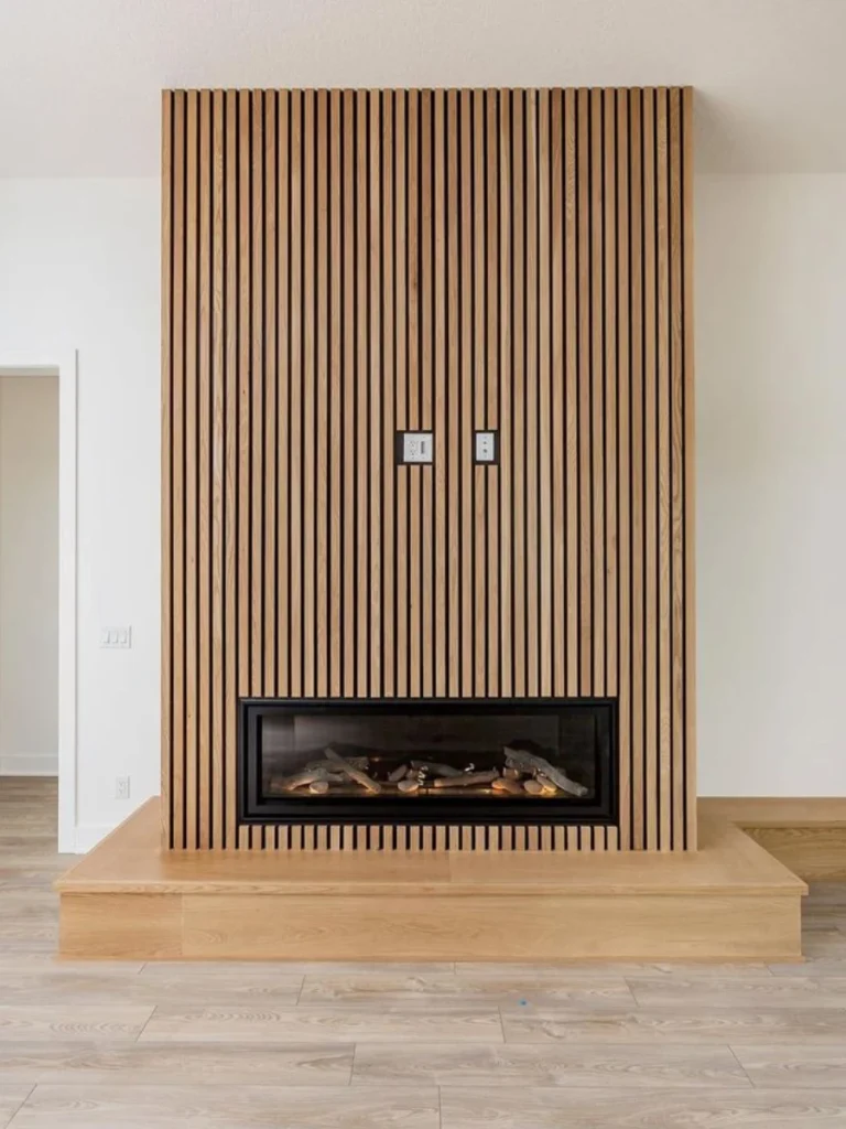 Modern Vertical White Oak Wood Slat Accent