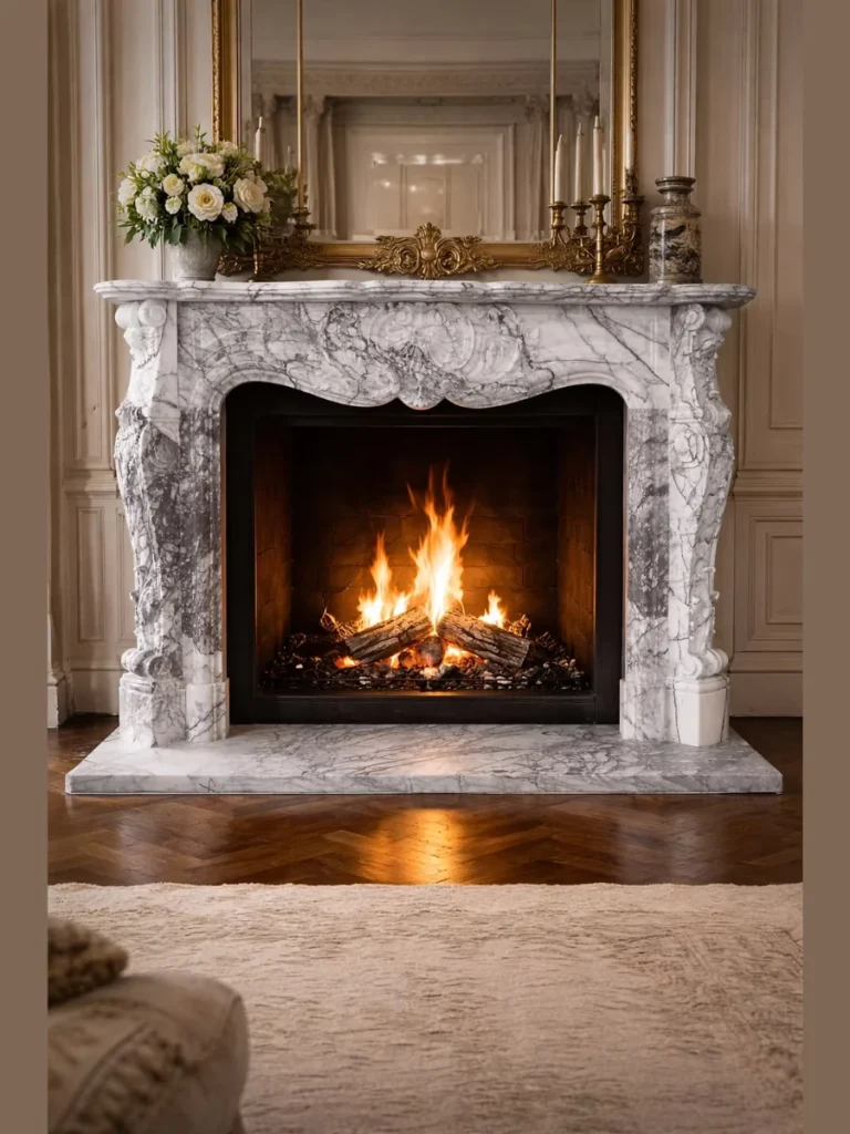 Modern Waterfall Marble Mantel for a Sleek Profile