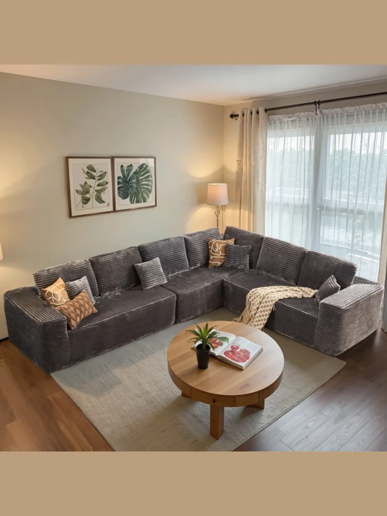 Modular Sectionals With Oversized Knit Throw Blankets
