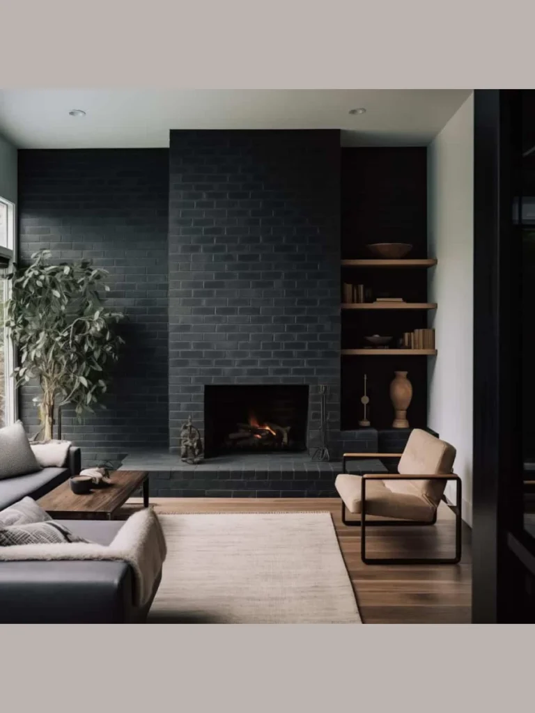Moody Dark Academia Black Painted Brick