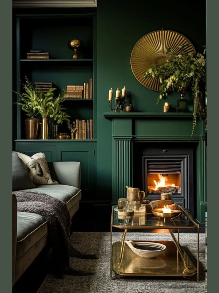 Moody Midnight Green with Dark Brass Accents