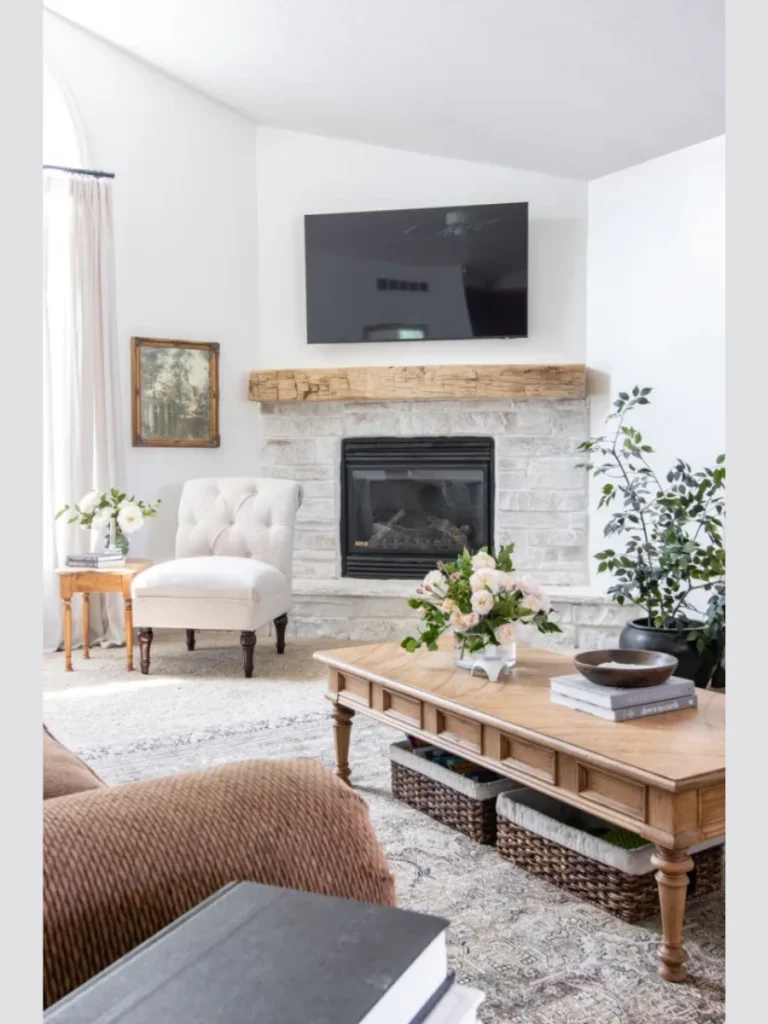 Natural Wood Beam Mantel Swap