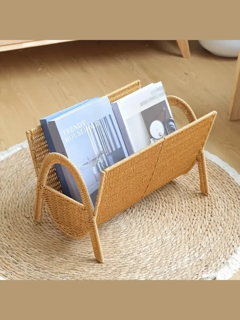 Open Basket Weave Rattan Magazine Holders