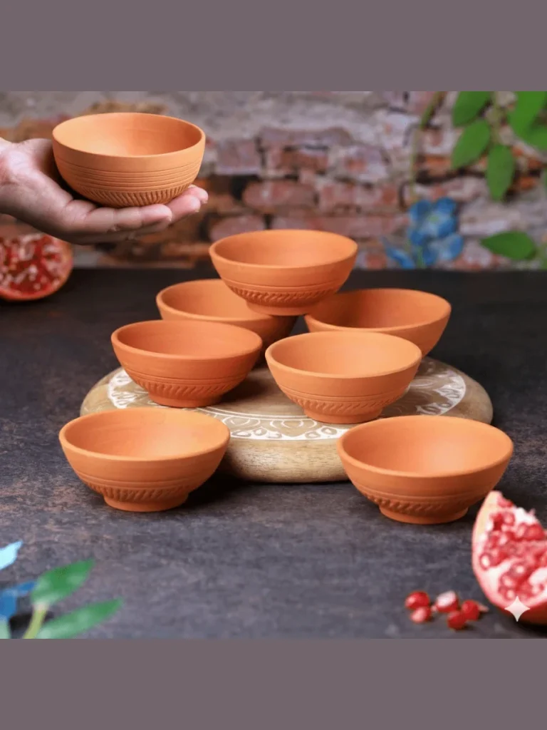 Organic Terracotta Footed Serving Bowls