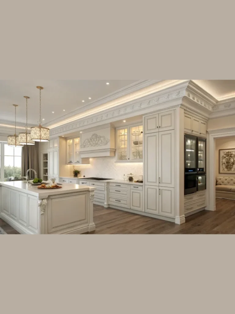 Ornate Crown Molding With Integrated Valances