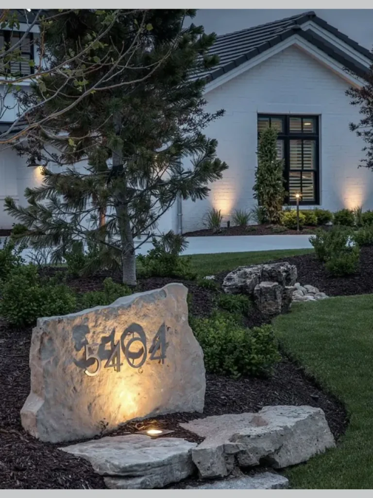 Oversized House Numbers on Decorative Boulders