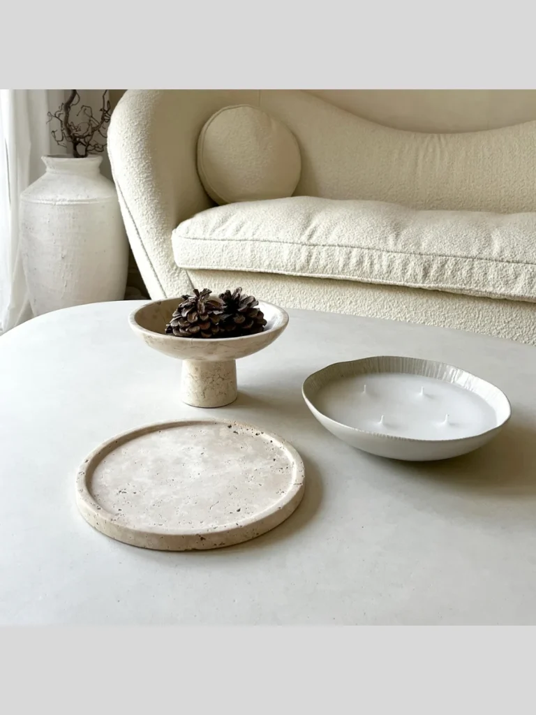 Pitted Cream Travertine Display Platters
