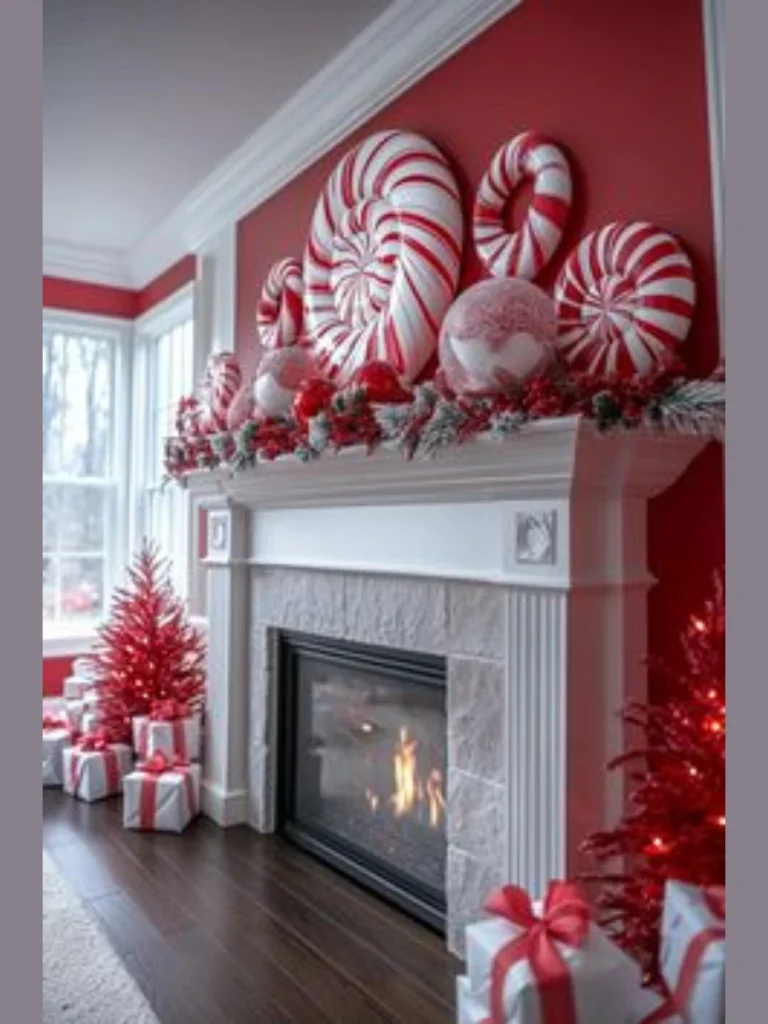 Playful Candy Cane Lane with Red and White Stripes