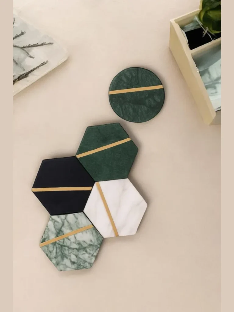 Polished Brass Geometric Coasters