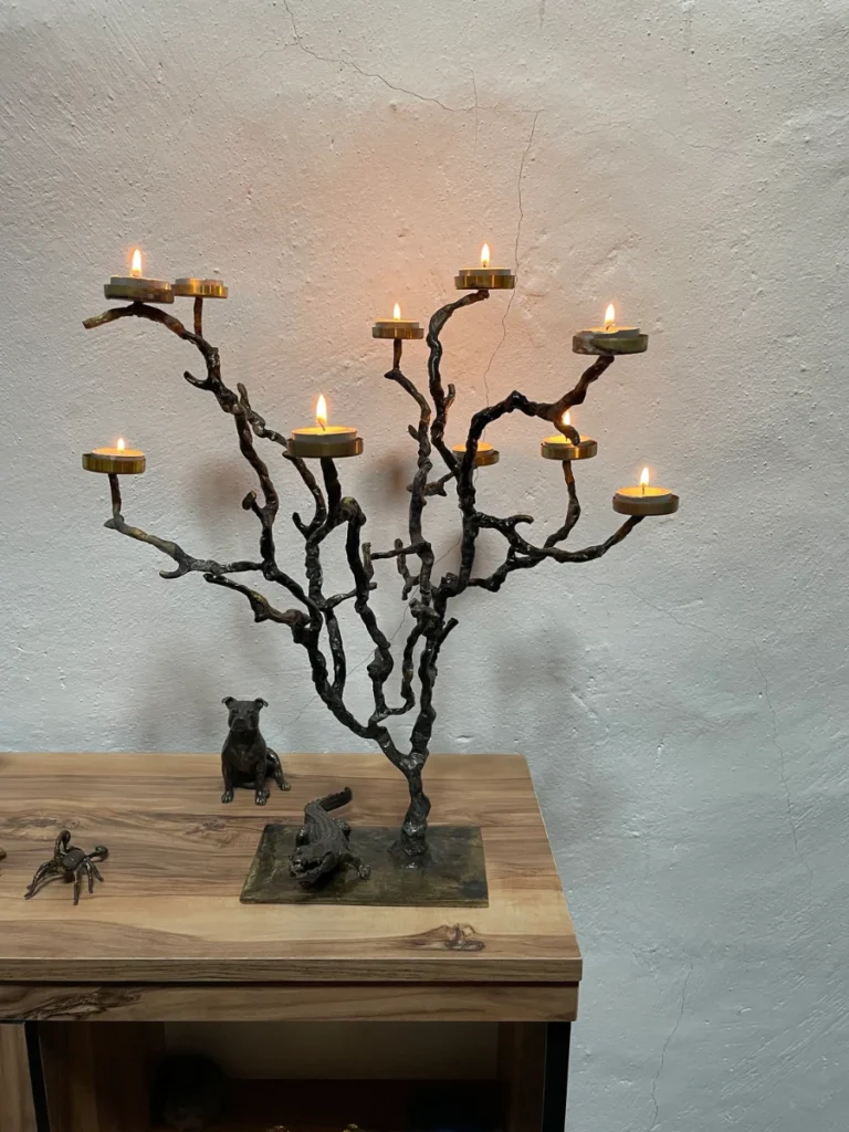 Raised Hammered Bronze Branch Trees
