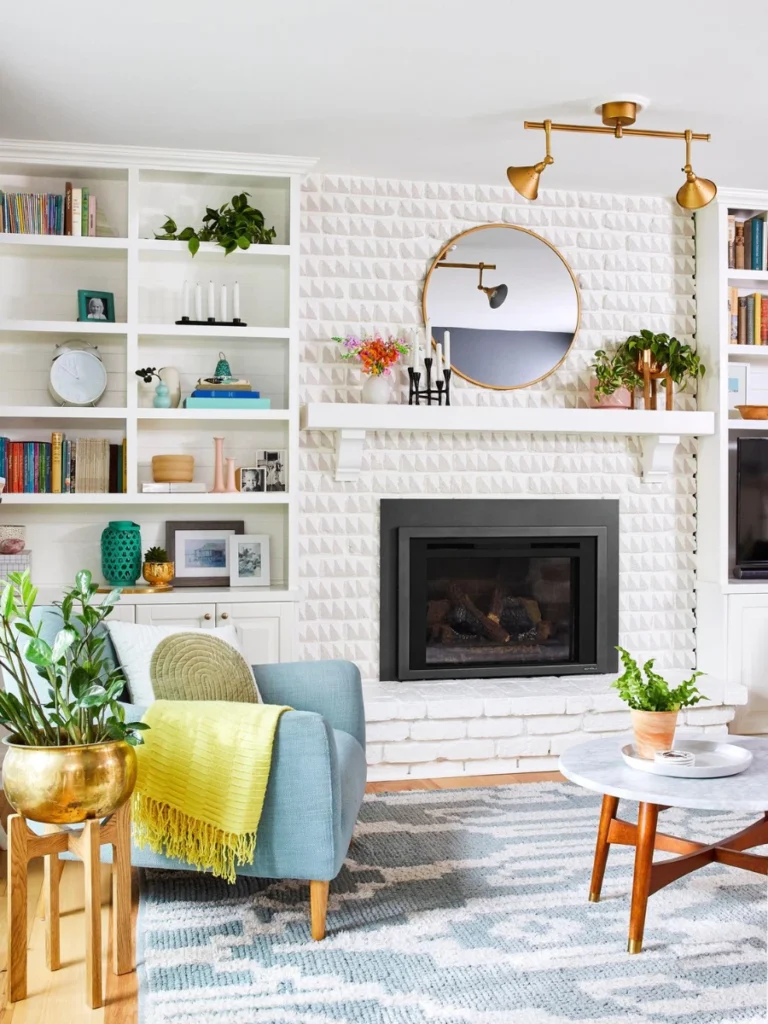 Recessed Built-In Shelving with Symmetrical Layouts