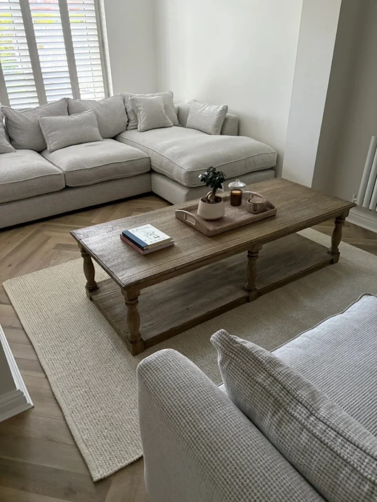 Reclaimed Wood Coffee Tables With Brass Tray Accents