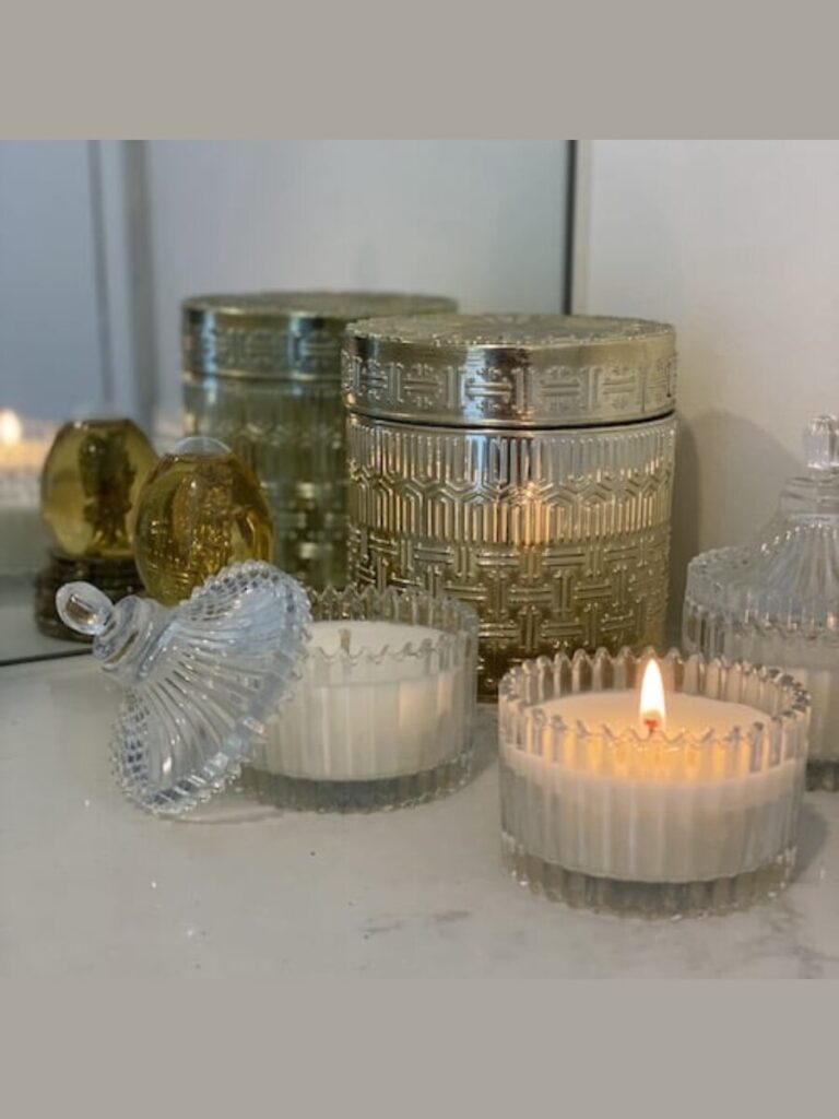 Ribbed Clear Glass Apothecary Jars