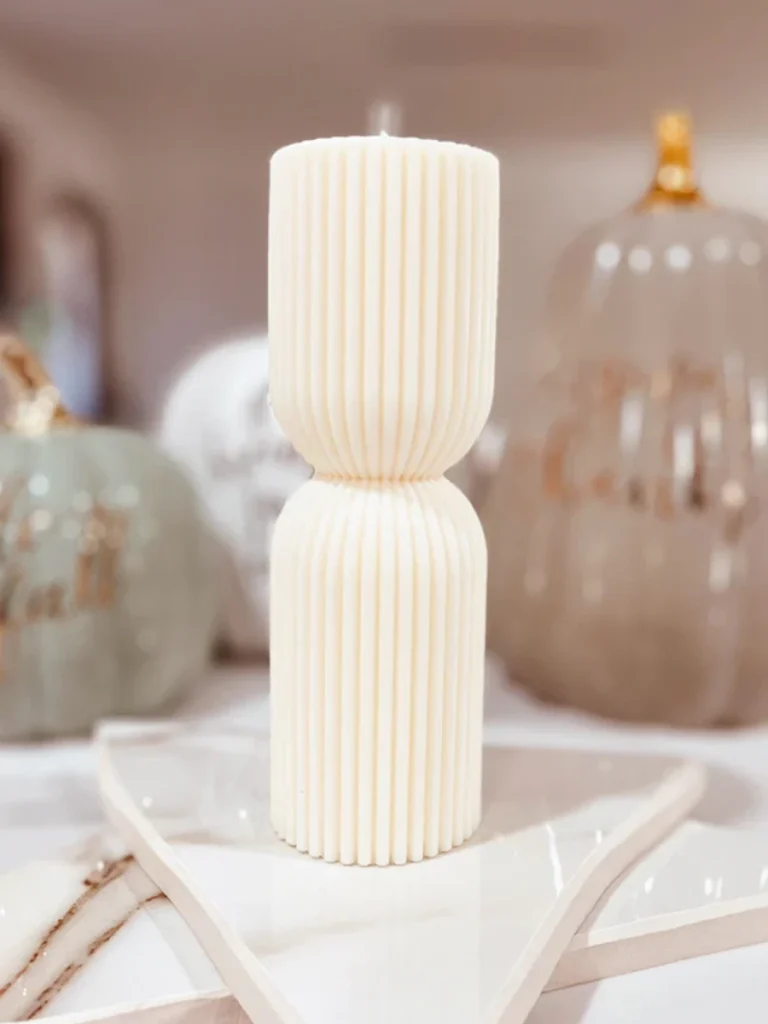 Ridge Molded White Porcelain Candle Pillars