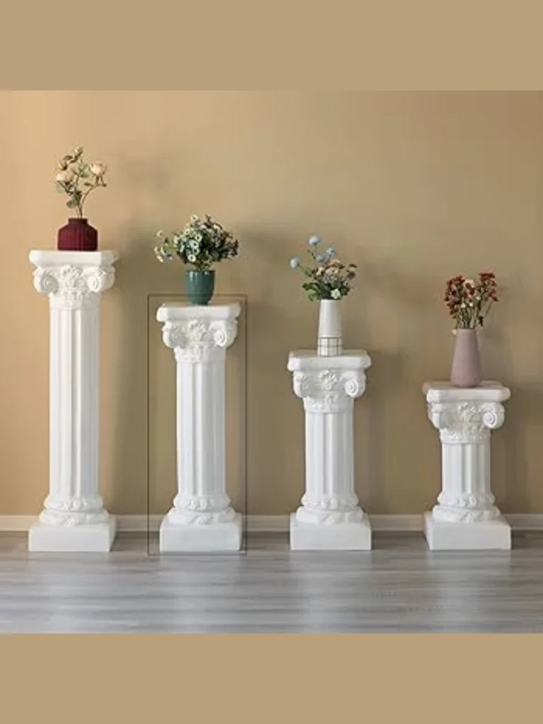 Ridged White Porcelain Pillar Stands