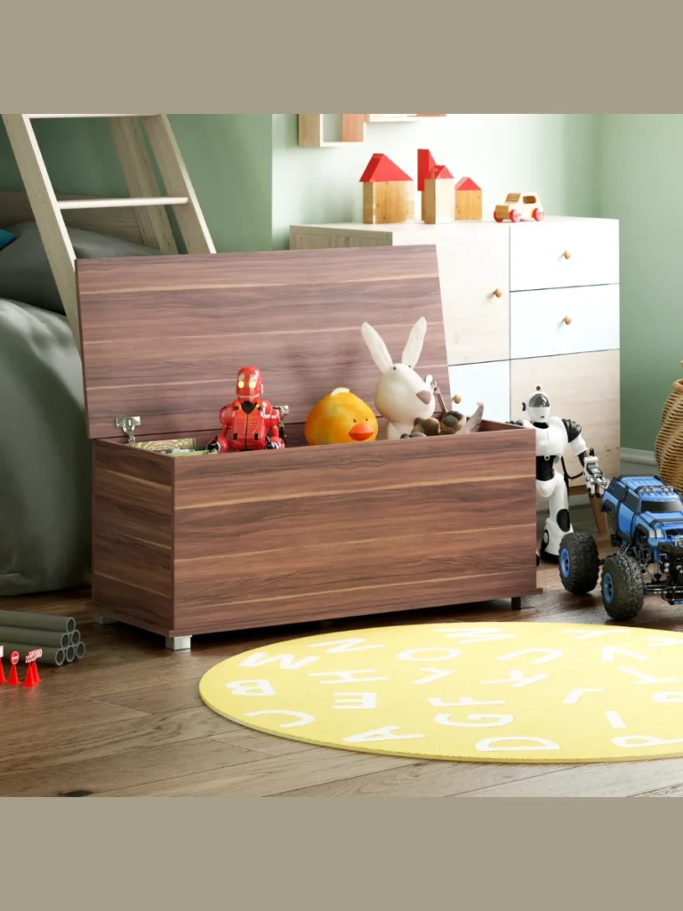 Rolling Walnut Finished Toy Boxes